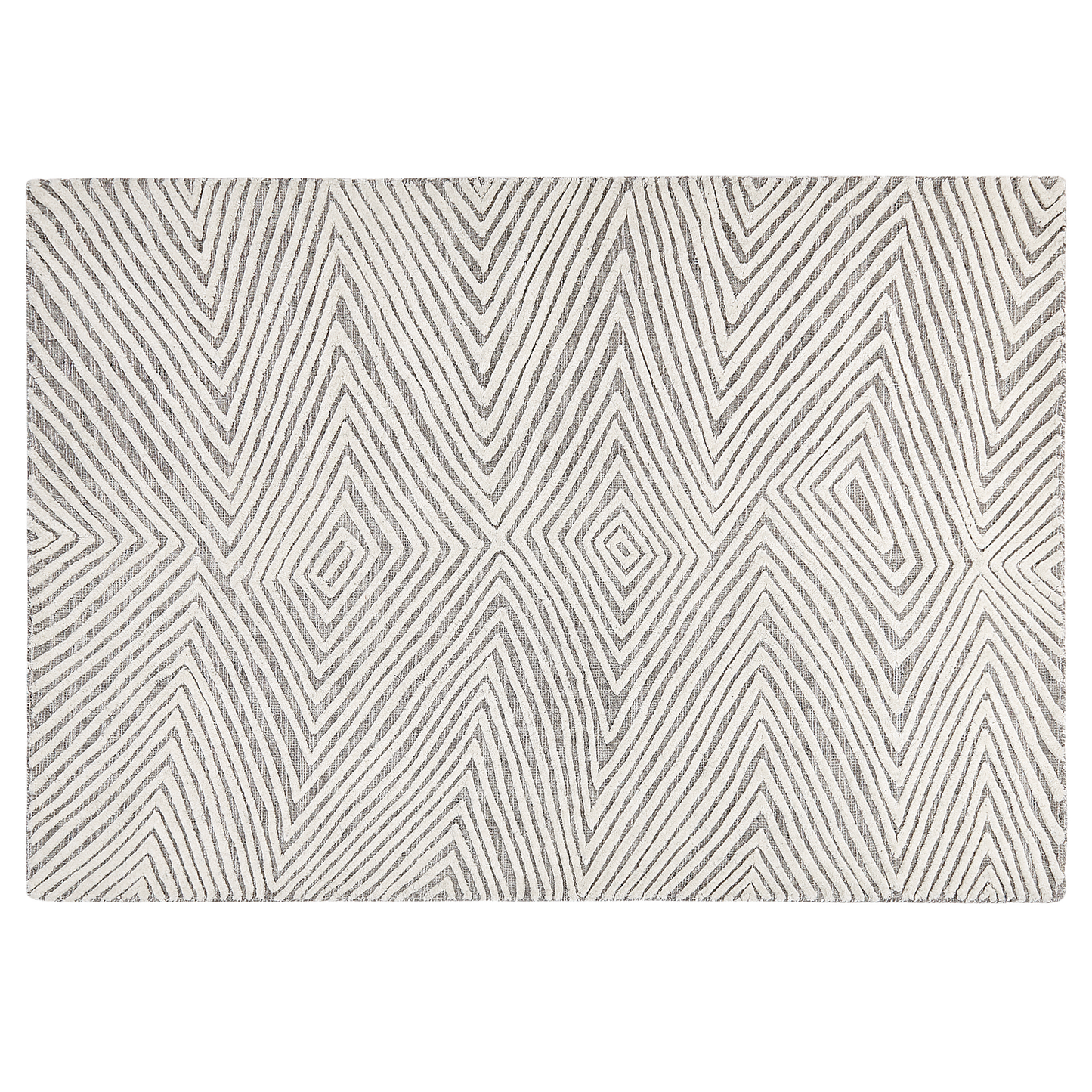 Teppich Wolle cremeweiss / hellgrau 140 x 200 cm Kurzflor GOKSUN
