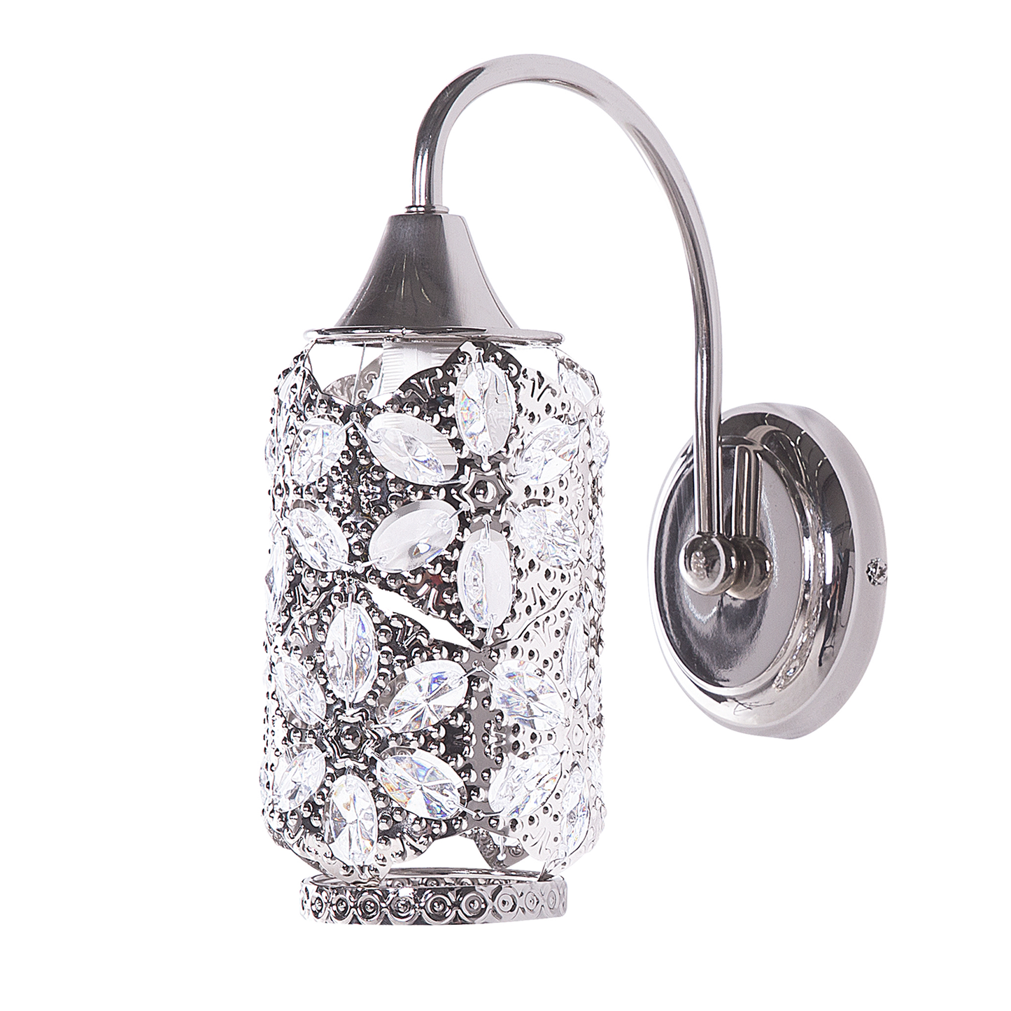 Wandleuchte silber 2er Set Blumenmuster rund SYSOLA