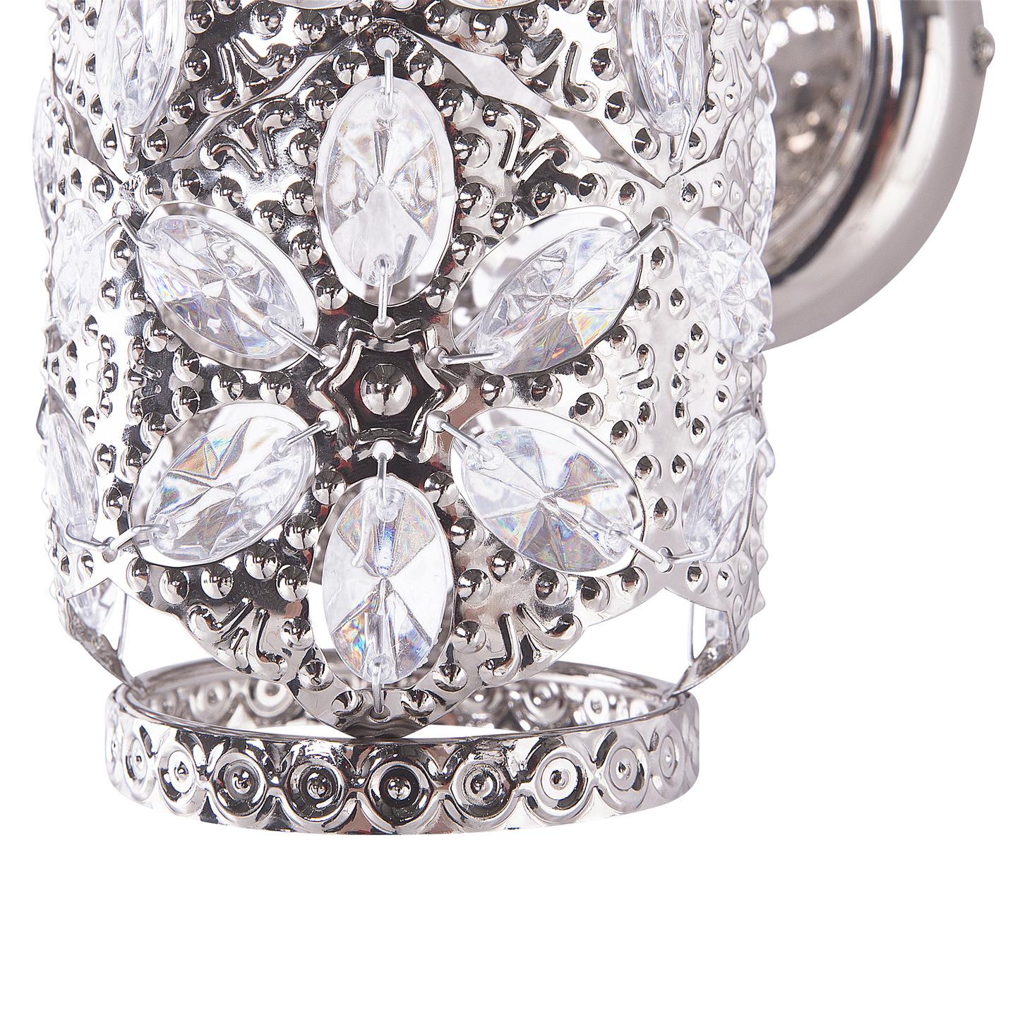 Wandleuchte silber 2er Set Blumenmuster rund SYSOLA