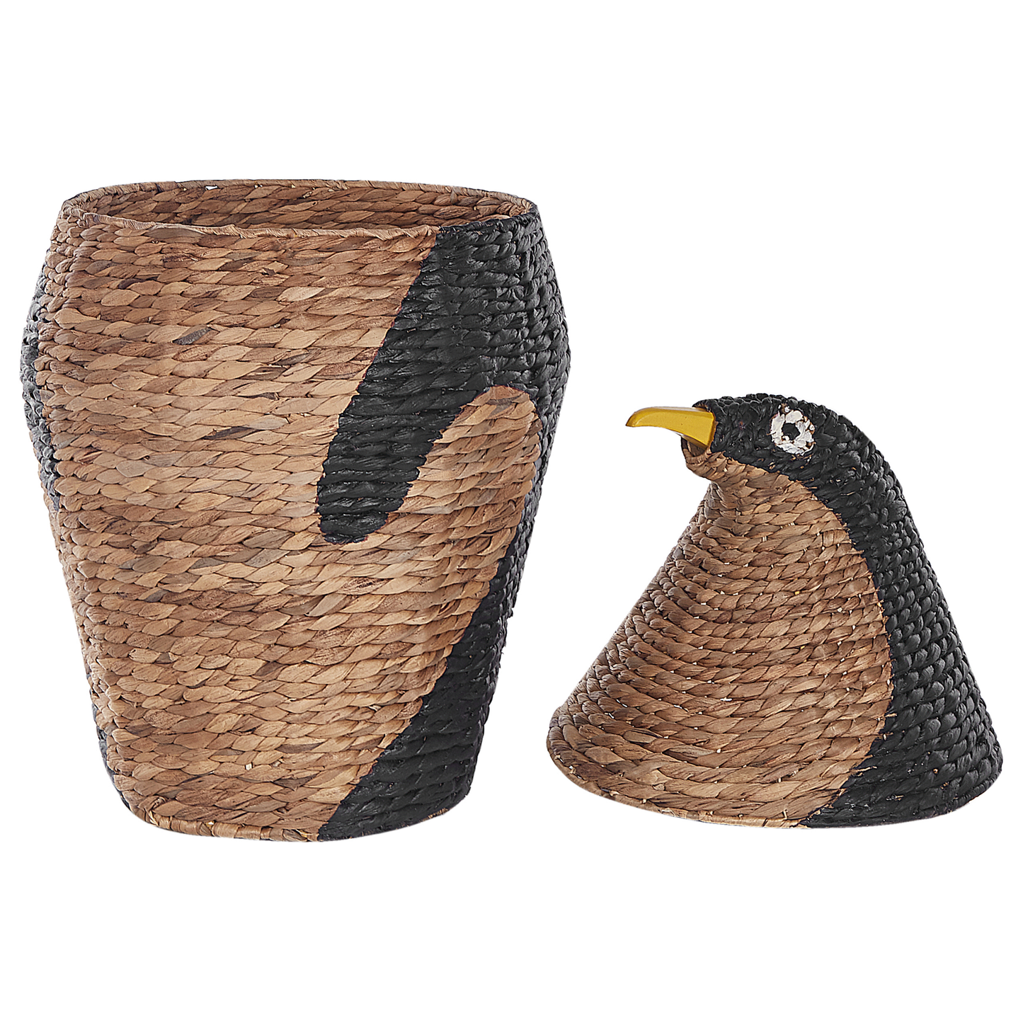 Aufbewahrungskorb mit Deckel Wasserhyazinthe naturfarben Pinguinform 68 cm HADZABE