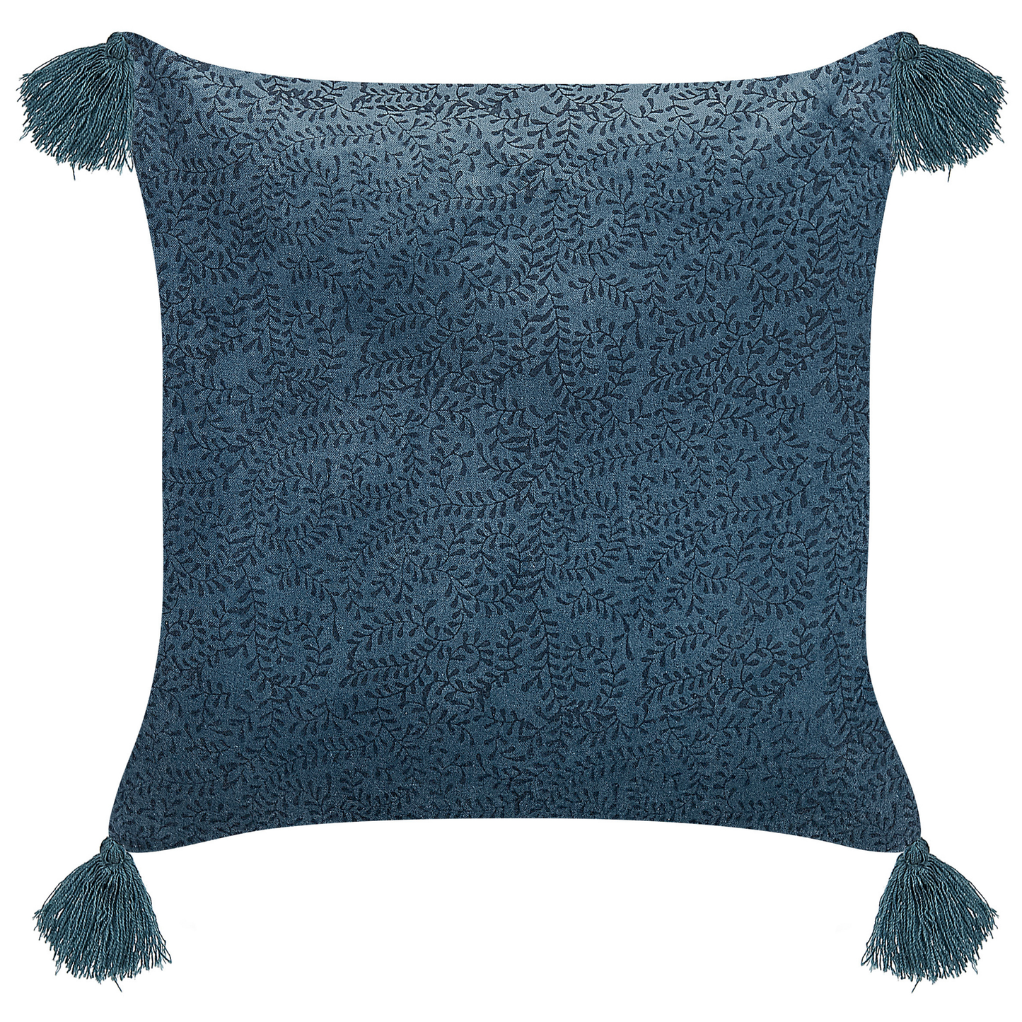 Dekokissen 2er Set SETARIA Samtstoff 45 x 45 cm Dunkelblau Pflanzenmuster