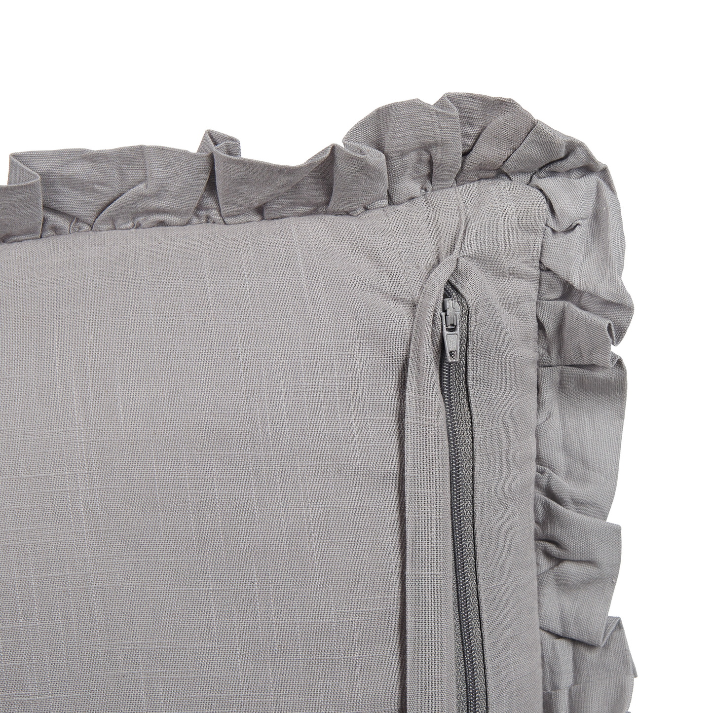 Dekokissen 2er Set GLABRA Leinen 45 x 45 cm Grau Ohne Muster