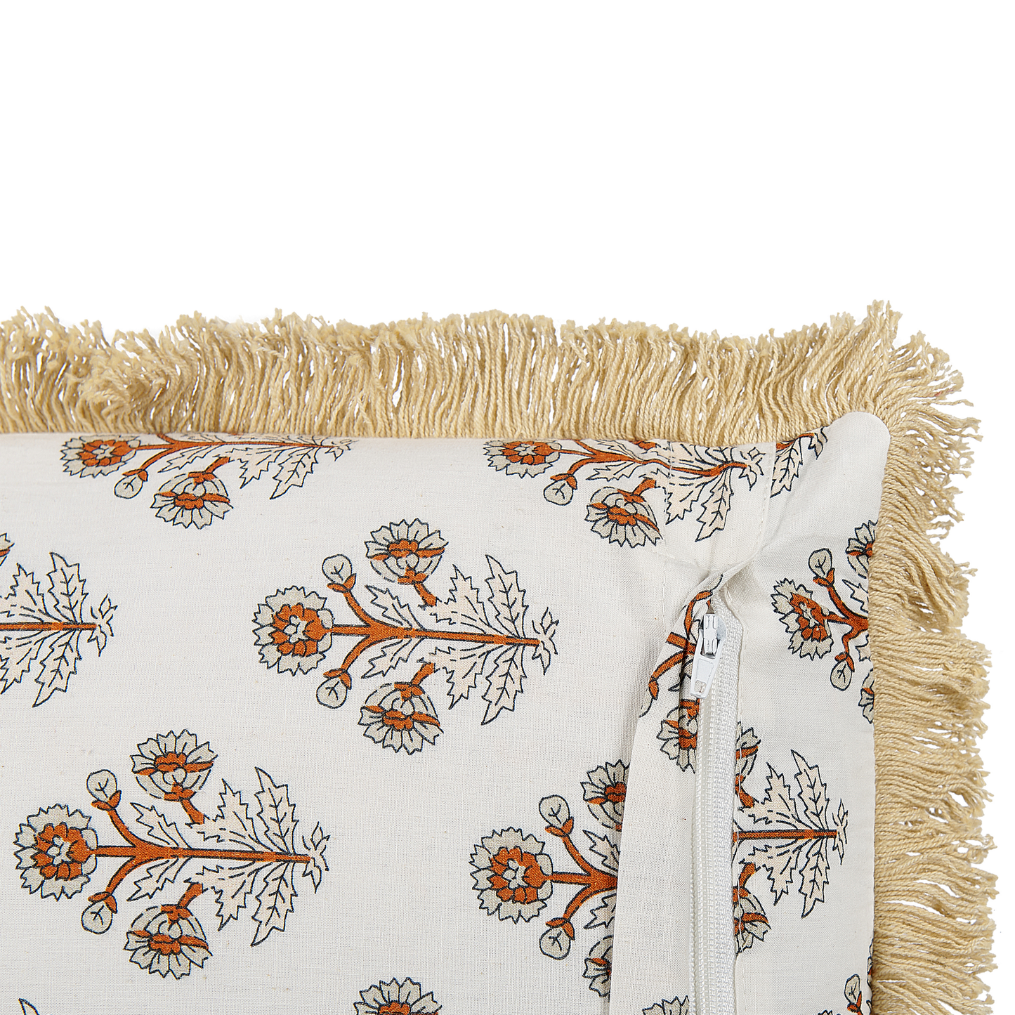 Dekokissen OMORIKA Baumwolle 45 x 45 cm Weiss Blumenmuster