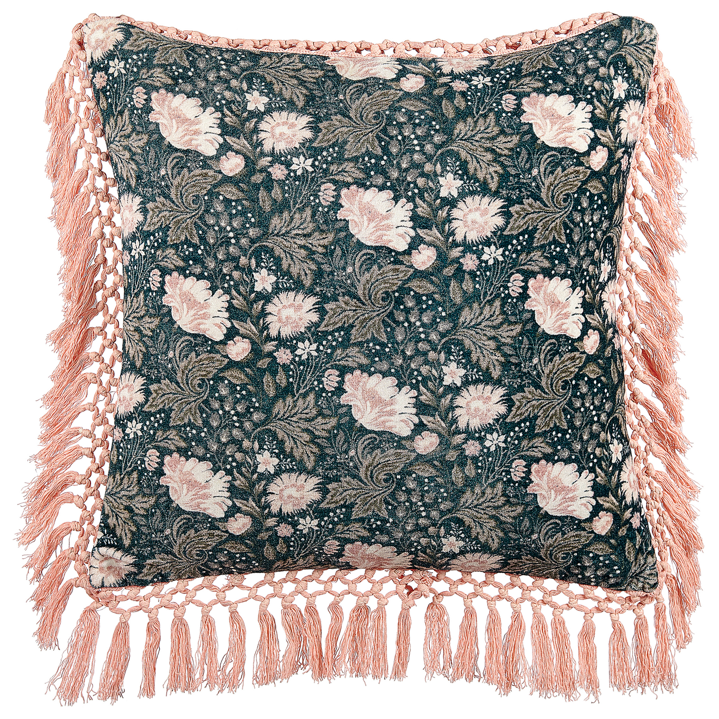 Dekokissen 2er Set PARROTIA Samtstoff 45 x 45 cm Blaugrün Blumenmuster