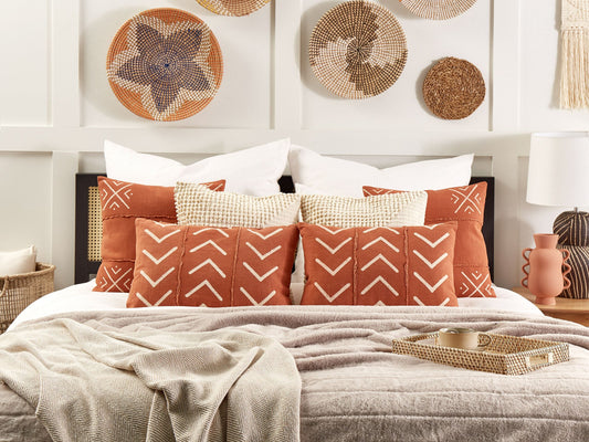 Dekokissen 2er Set ALBIUM Baumwolle 55 x 35 cm Orange ZickZack-Muster
