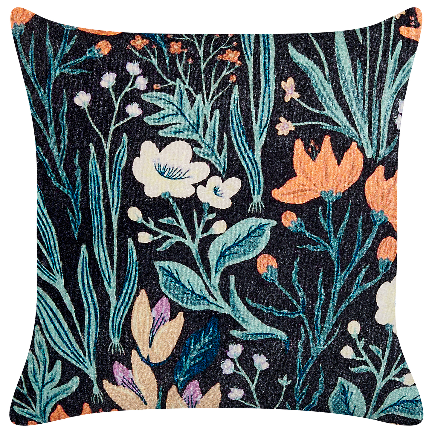 Dekokissen 2er Set OSMUNDA Samtstoff 45 x 45 cm Schwarz Blumenmuster
