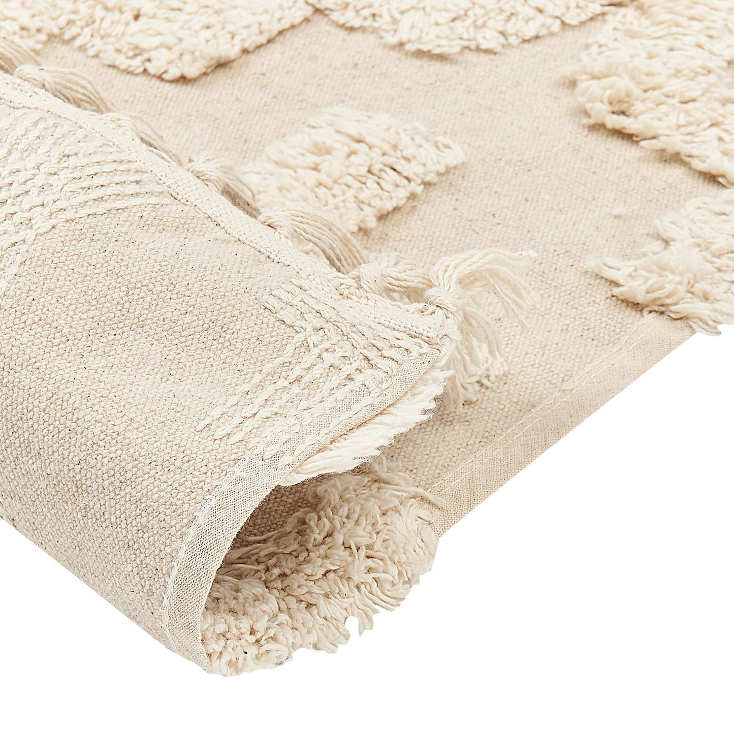 Teppich Baumwolle hellbeige 160 x 230 cm geometrisches Muster Kurzflor ITANAGAR