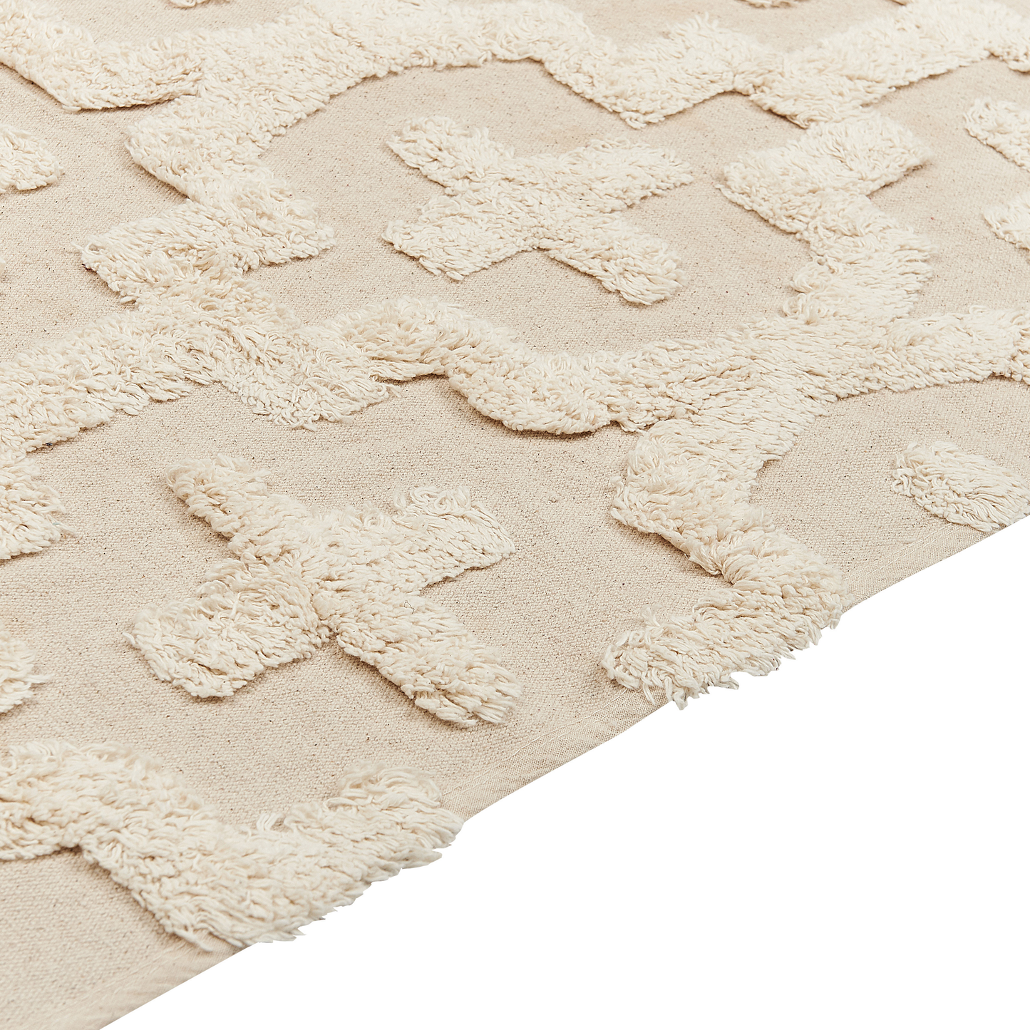 Teppich Baumwolle hellbeige 160 x 230 cm geometrisches Muster Kurzflor ITANAGAR
