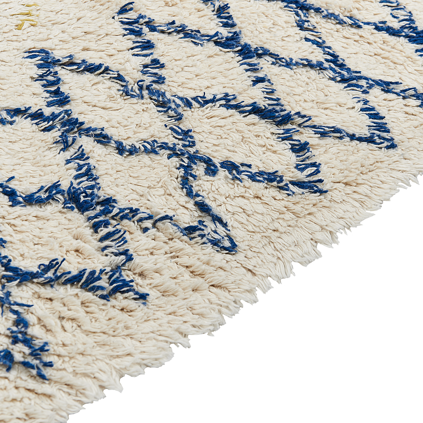 Teppich Baumwolle beige / blau 160 x 230 cm geometrisches Muster Kurzflor ERZINCAN