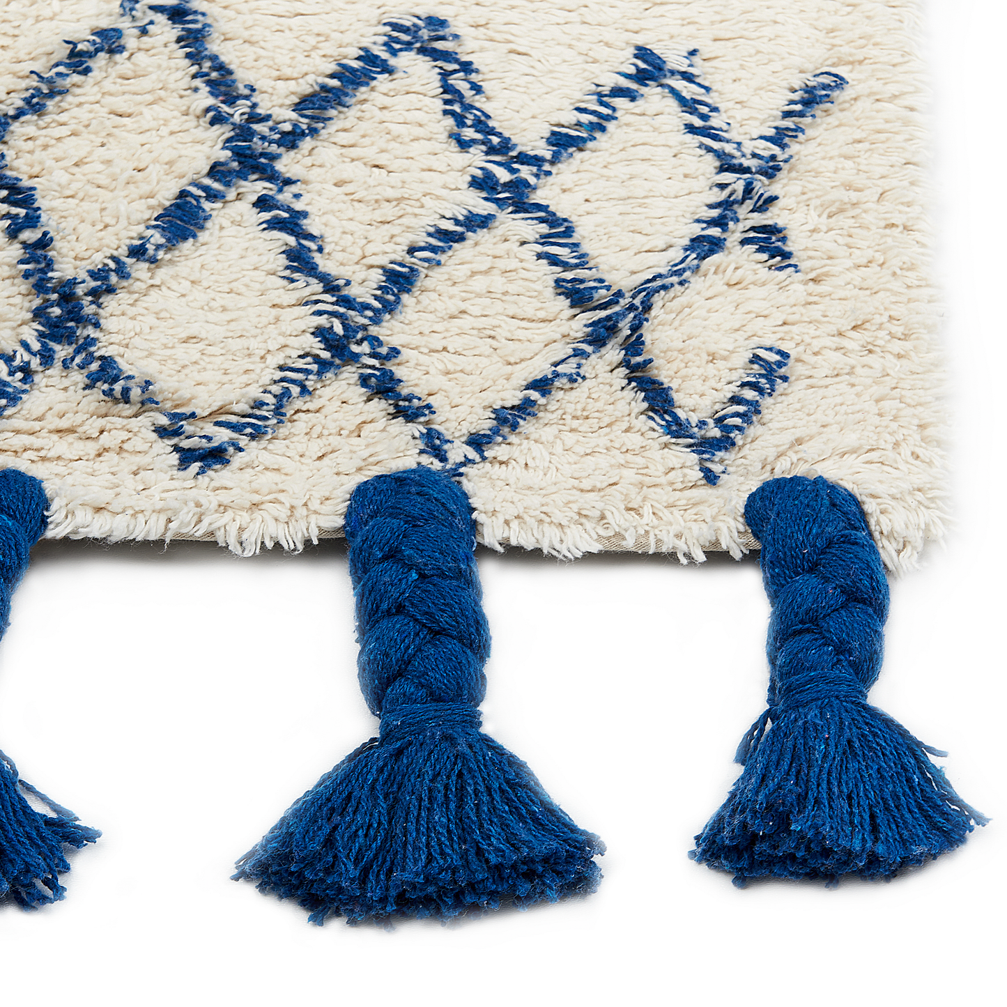 Teppich Baumwolle beige / blau 160 x 230 cm geometrisches Muster Kurzflor ERZINCAN
