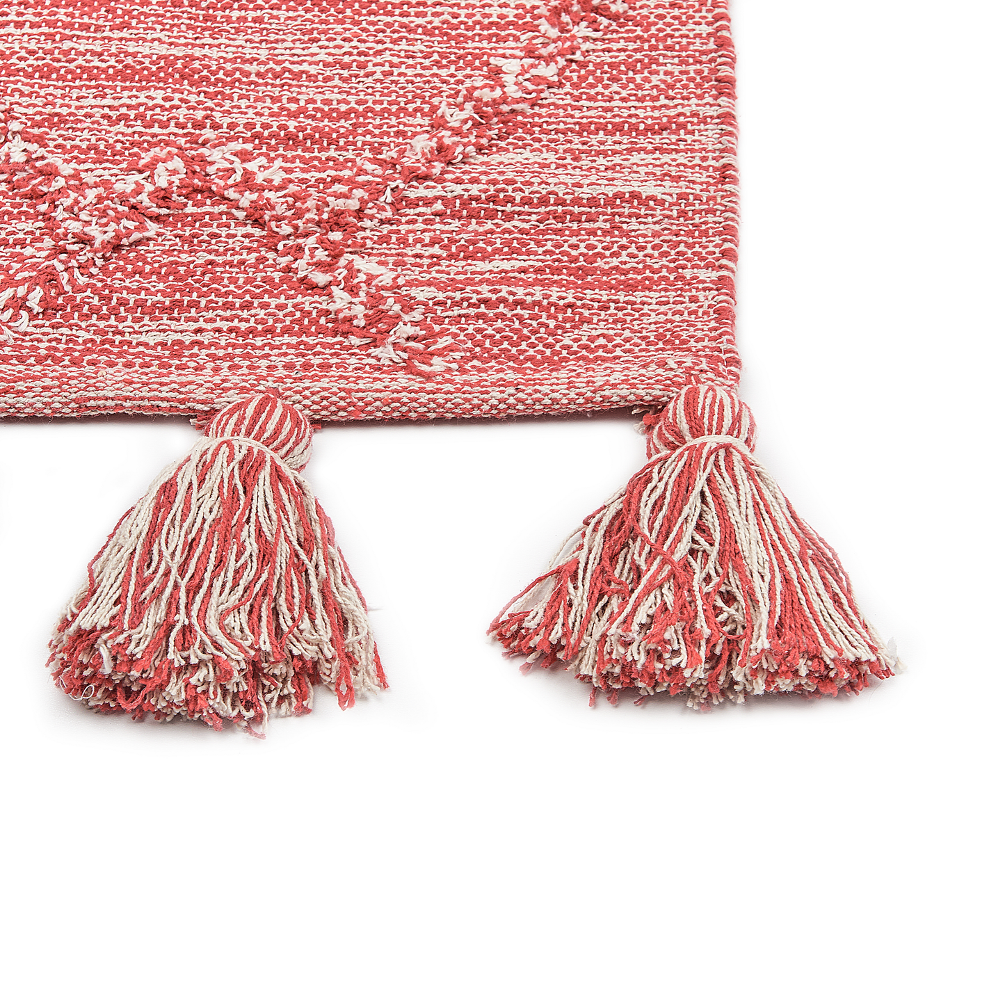 Teppich Baumwolle rot 80 x 150 cm mit Quasten NIGDE