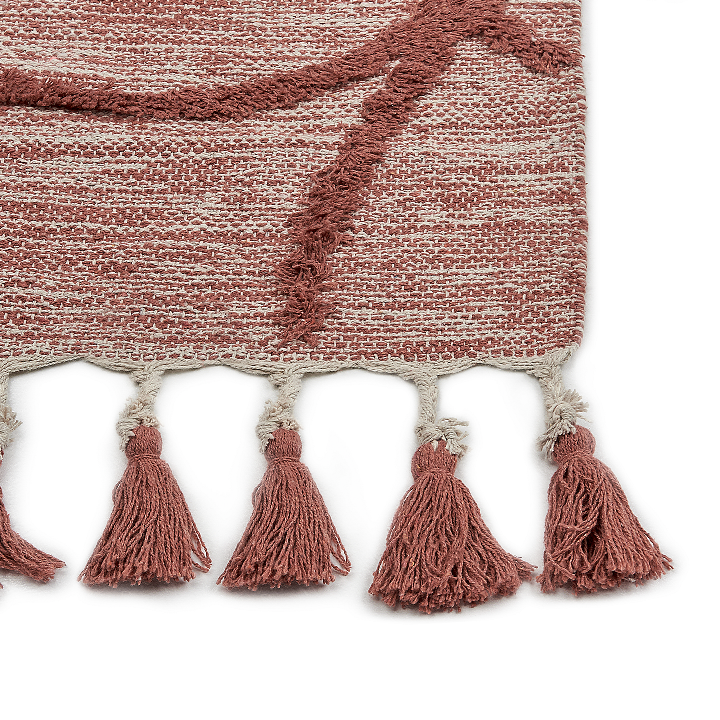 Teppich Baumwolle rot 140 x 200 cm geometrisches Muster Kurzflor KIRSEHIR