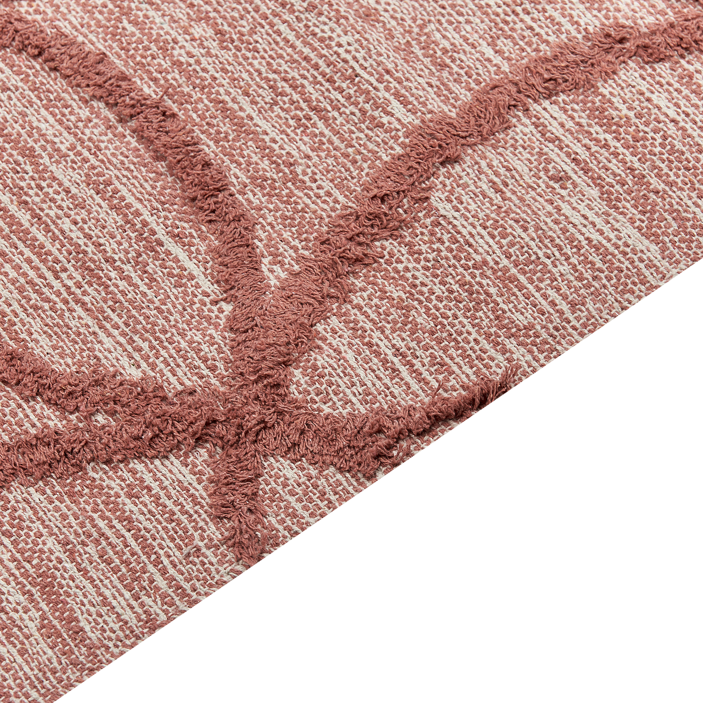 Teppich Baumwolle rot 80 x 150 cm geometrisches Muster Kurzflor KIRSEHIR