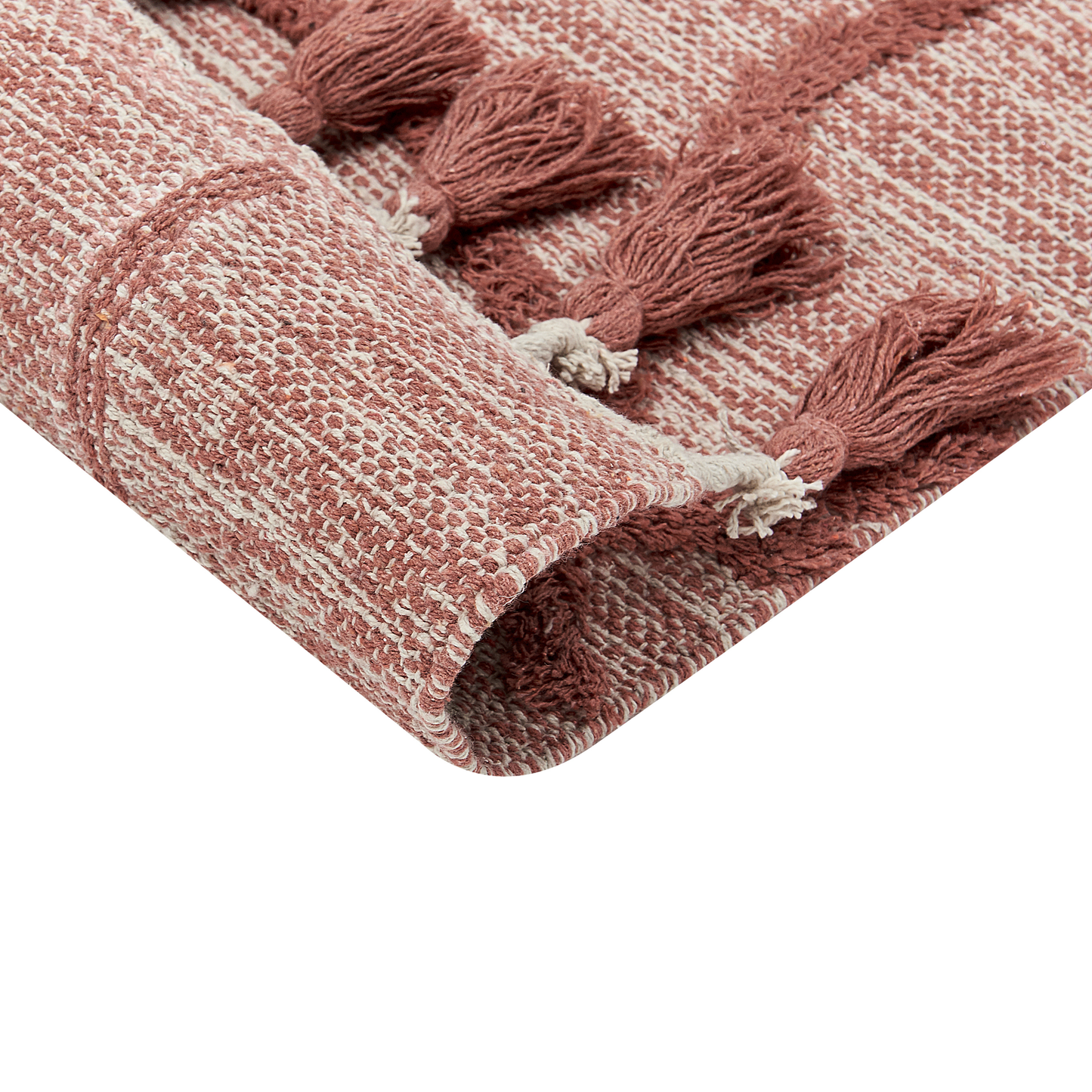 Teppich Baumwolle rot 80 x 150 cm geometrisches Muster Kurzflor KIRSEHIR