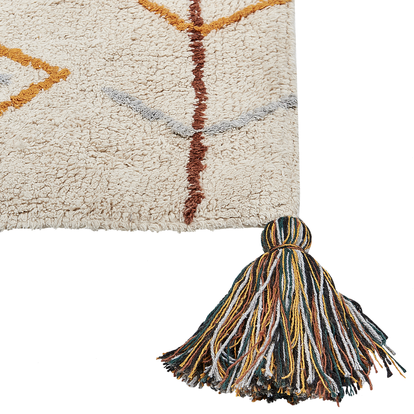 Teppich Baumwolle beige 160 x 230 cm geometrisches Muster Kurzflor BOLAY