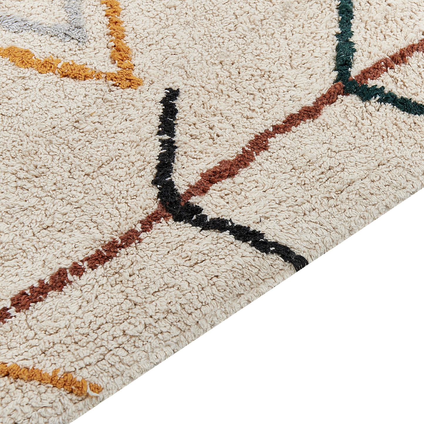 Teppich Baumwolle beige 160 x 230 cm geometrisches Muster Kurzflor BOLAY