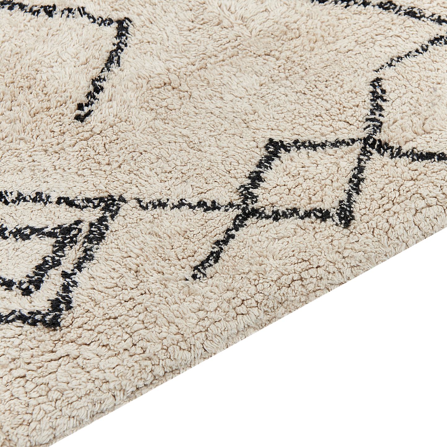 Teppich Baumwolle beige / schwarz 160 x 230 cm geometrisches Muster Kurzflor SOMEK