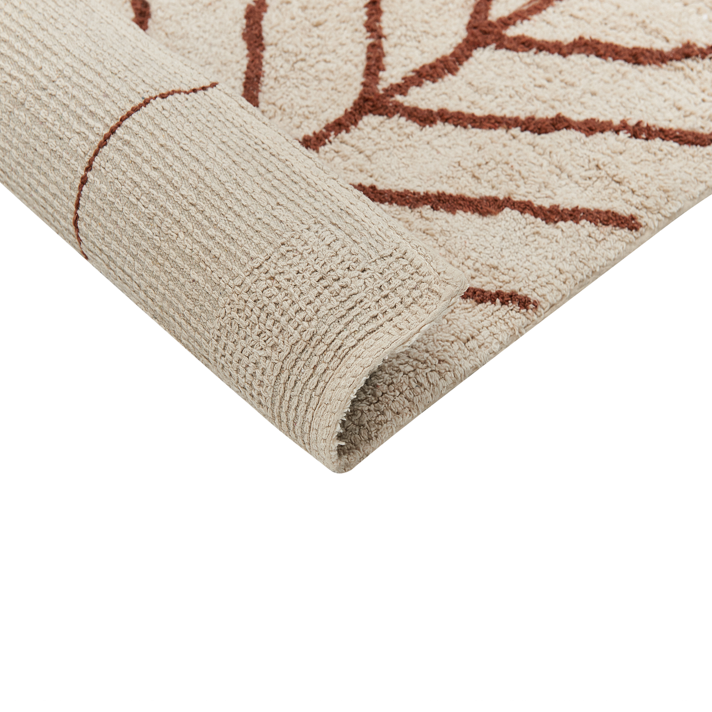 Teppich Baumwolle beige 200 x 200 cm geometrisches Muster Kurzflor AKOREN