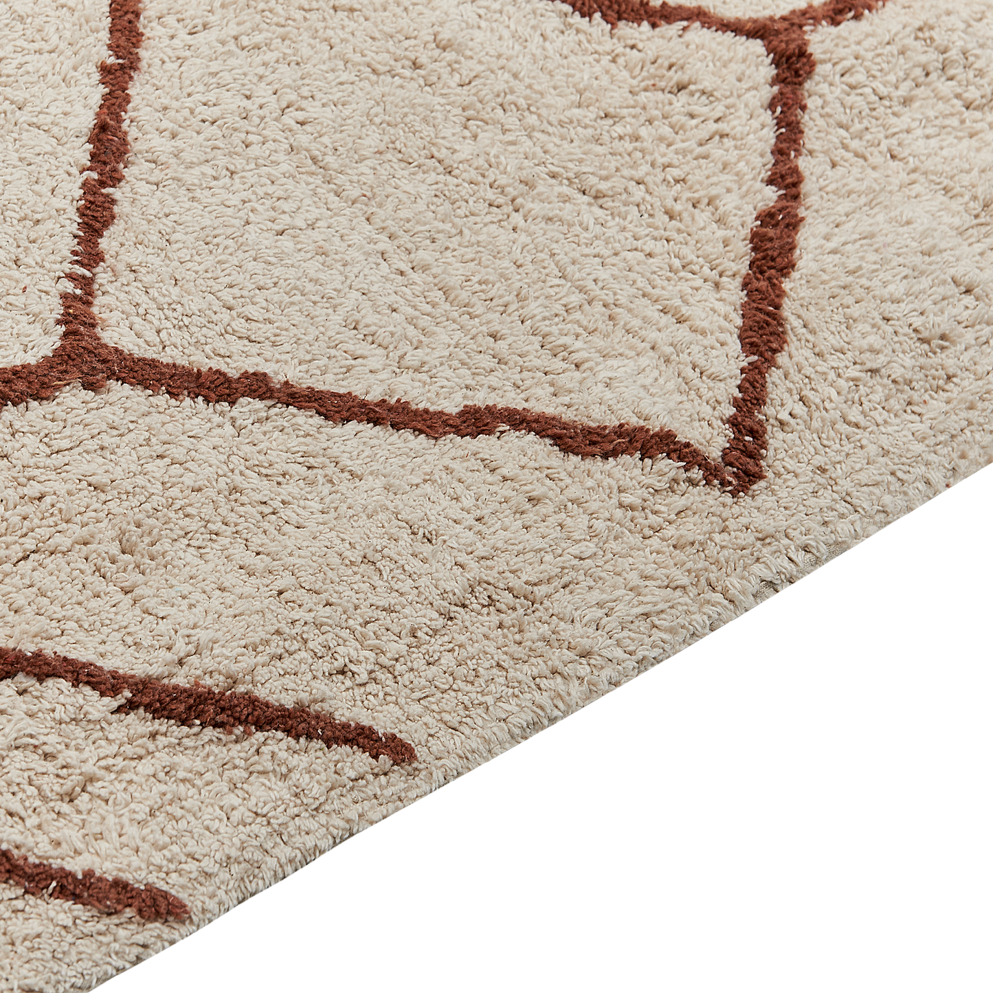 Teppich Baumwolle beige 200 x 200 cm geometrisches Muster Kurzflor AKOREN