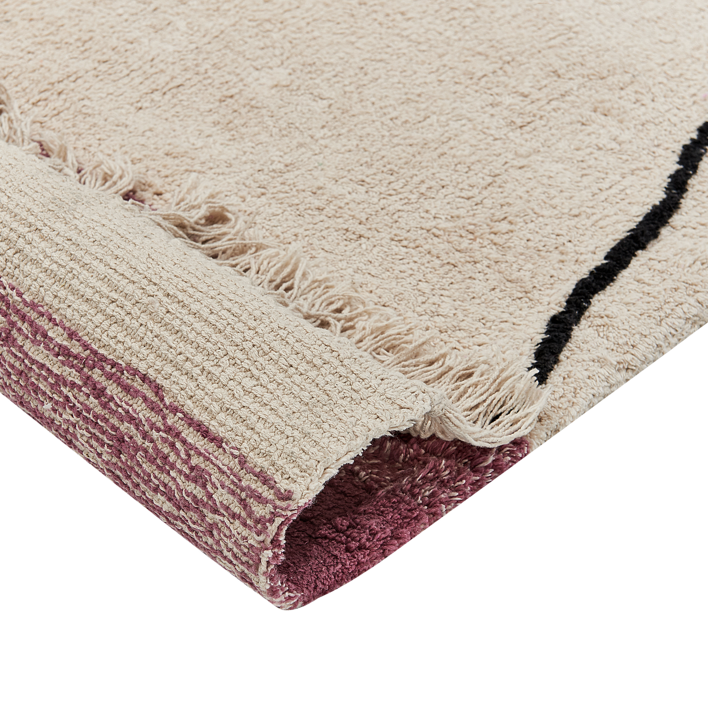 Teppich Baumwolle beige / rosa 160 x 230 cm geometrisches Muster Kurzflor AFSAR