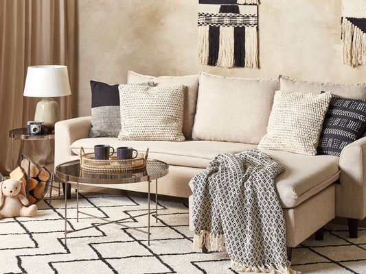 Dekokissen HOWEA Baumwolle 45 x 45 cm Beige Geometrisches Muster