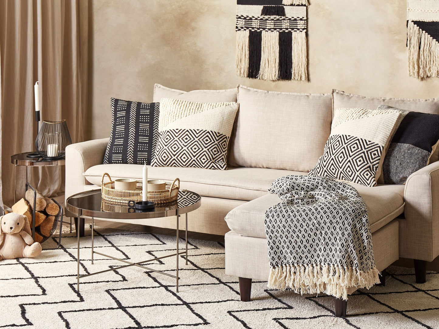 Kissen 2er Set Baumwolle Beige CALANTHE 45 x 45 cm