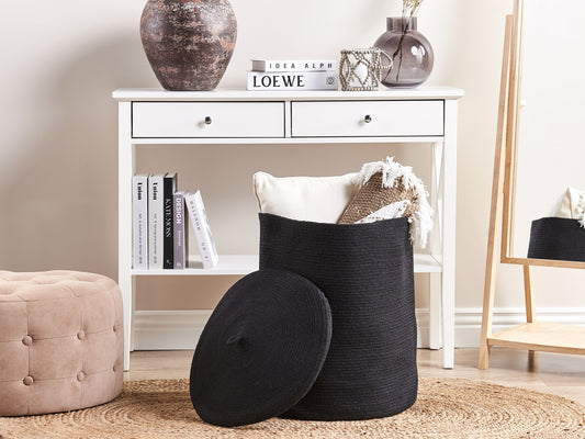 Korb mit Deckel Baumwolle schwarz ⌀ 44 cm SILOPI