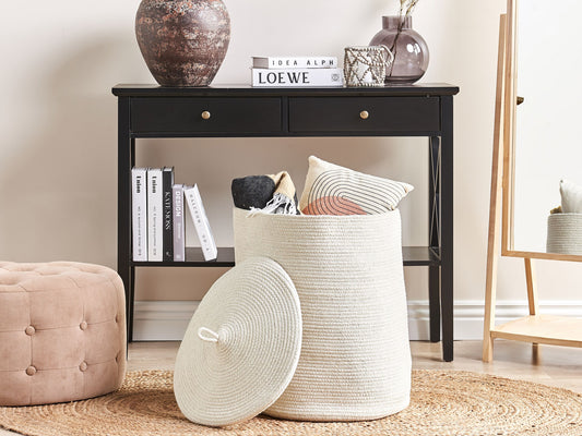 Korb mit Deckel Baumwolle cremeweiss ⌀ 44 cm SILOPI