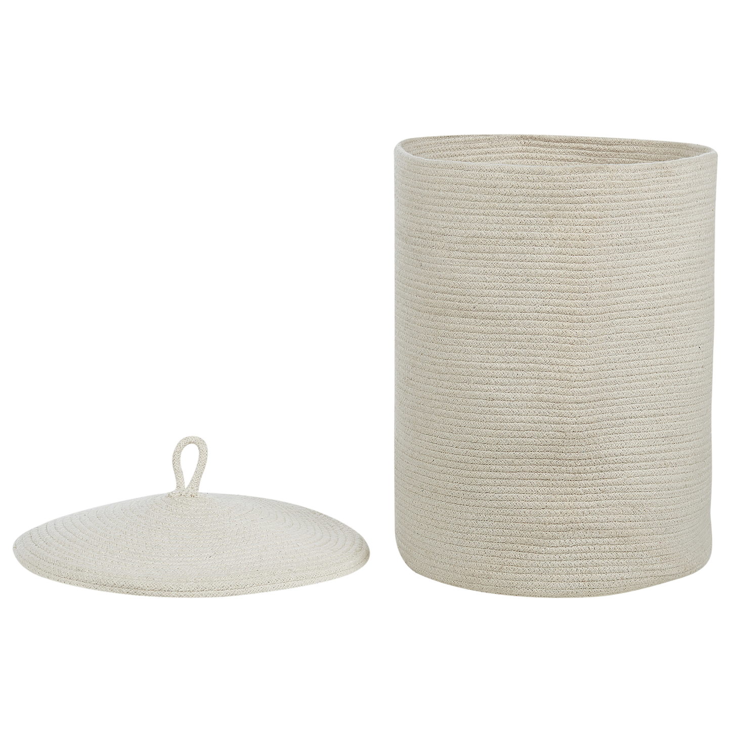 Korb mit Deckel Baumwolle cremeweiss ⌀ 44 cm SILOPI