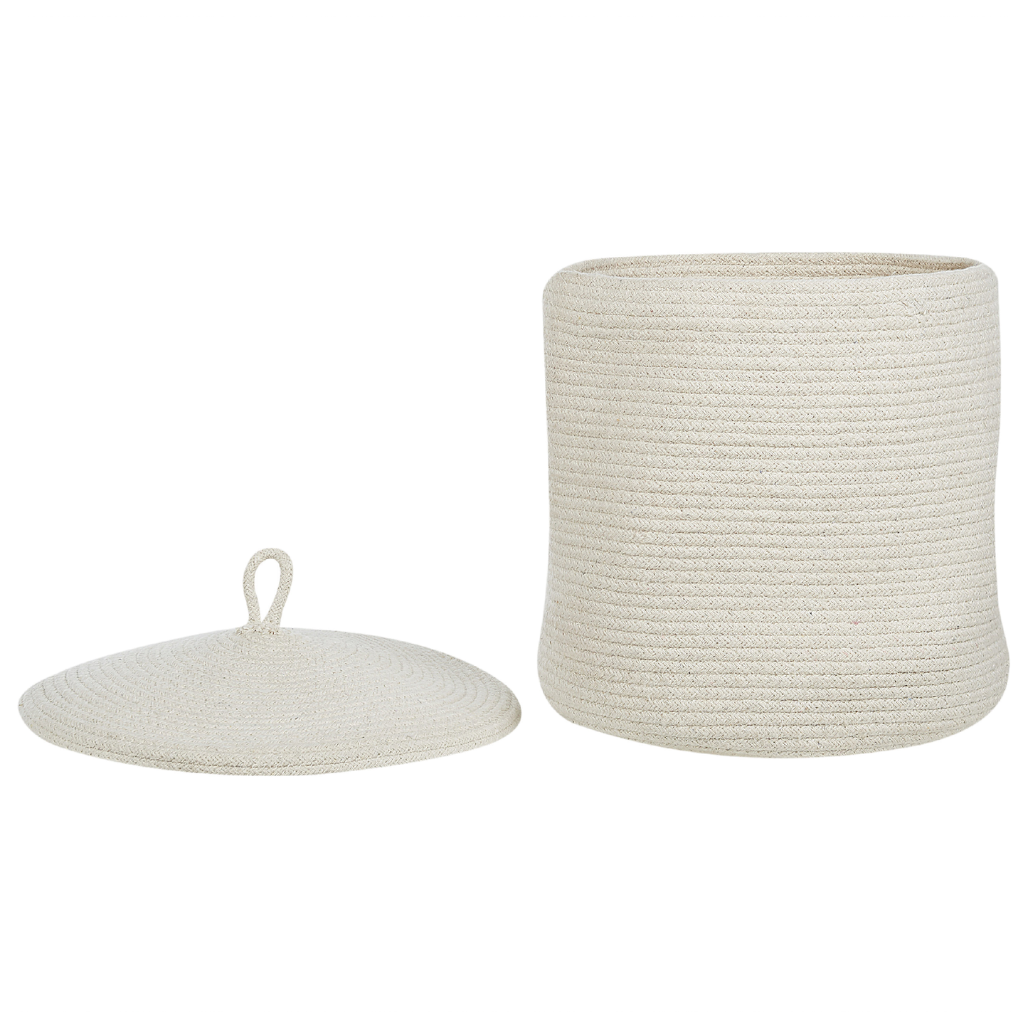 Korb mit Deckel Baumwolle cremeweiss ⌀ 33 cm 2er Set SILOPI