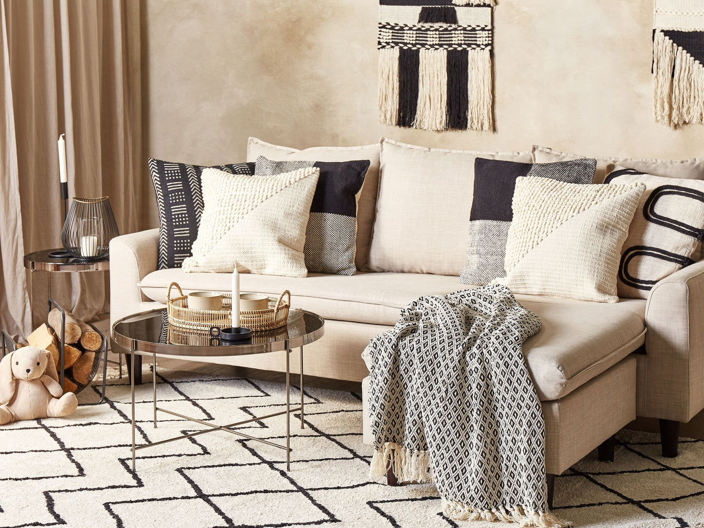 Dekokissen Baumwolle Helles Beige PELLAEA 45 x 45 cm