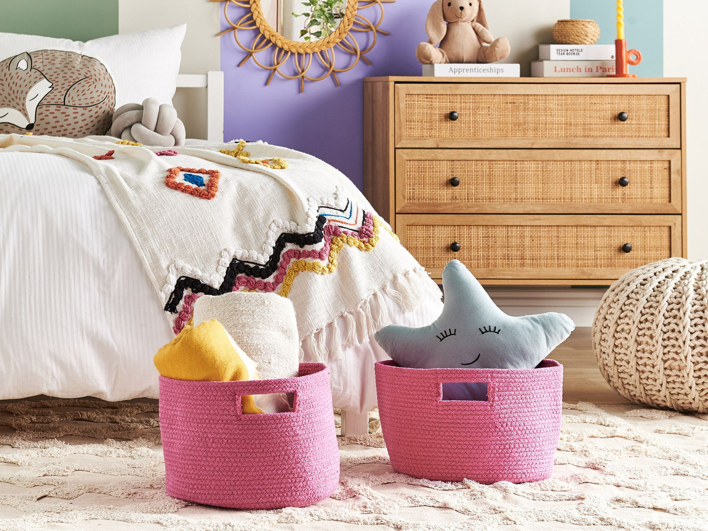 Textilkorb Baumwolle rosa ⌀ 30 cm 2er Set CHINIOT