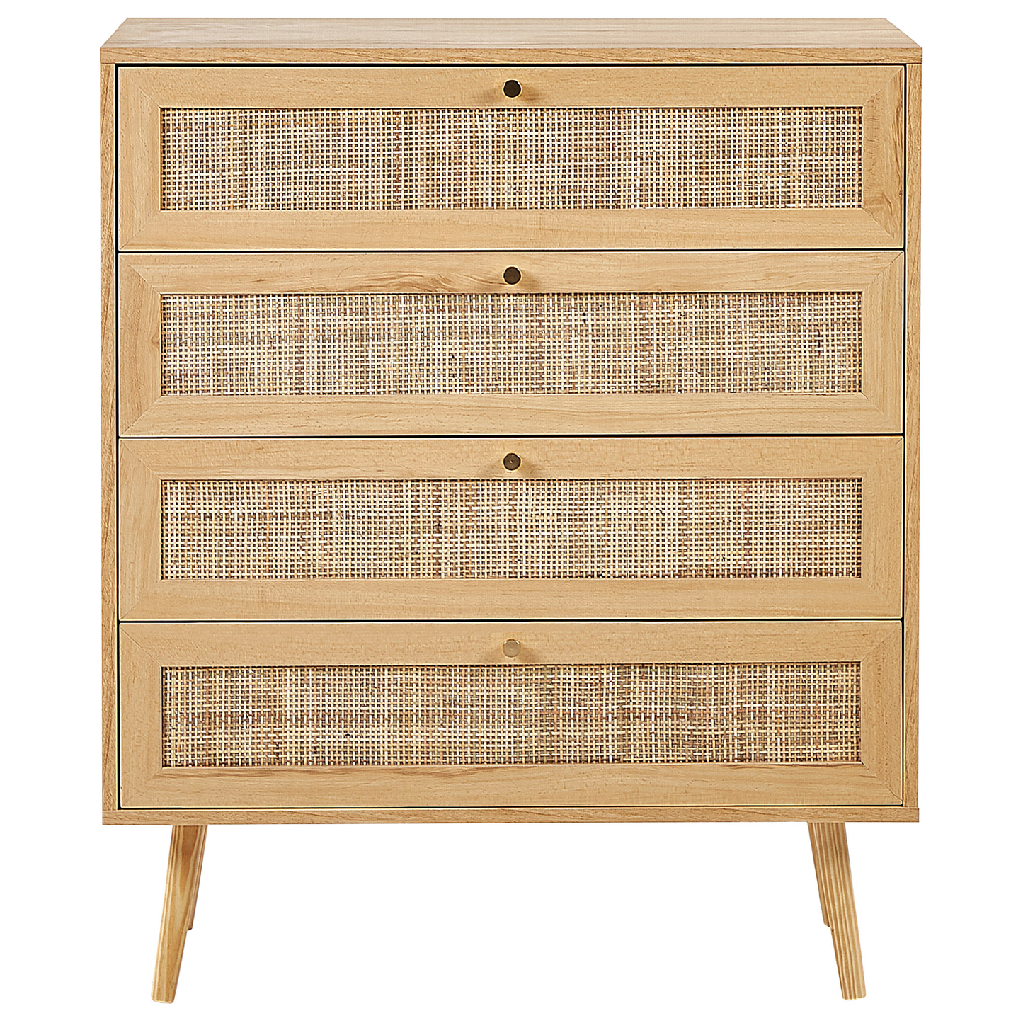 Kommode mit 4 Schubladen PEROTE Rattan 97 cm Holzoptik Hellbraun