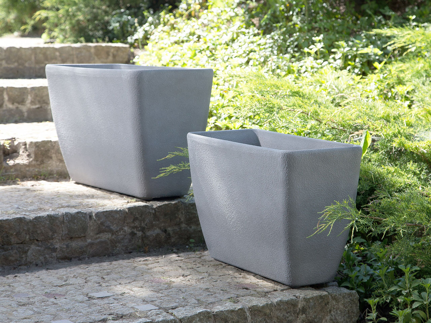 Set mit 2 Blumentöpfen BARIS Stein 74 cm Grau