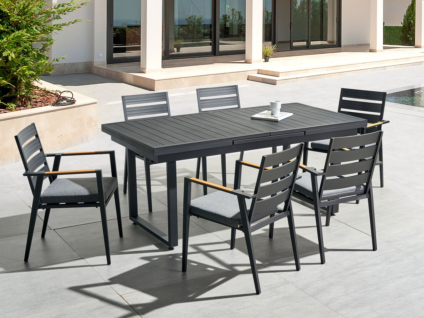 Set mit 6 Stühlen und Sitzkissen TAVIANO Metall Schwarz