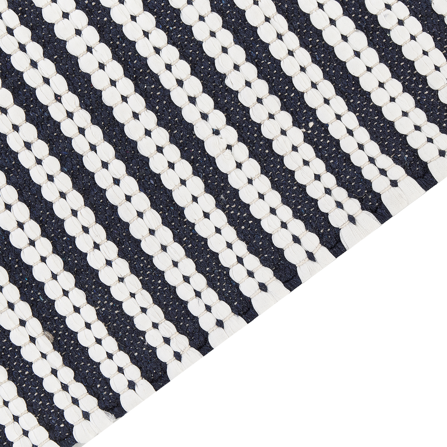 Teppich Baumwolle marineblau / weiss 80 x 150 cm Streifenmuster Kurzflor SOFULU