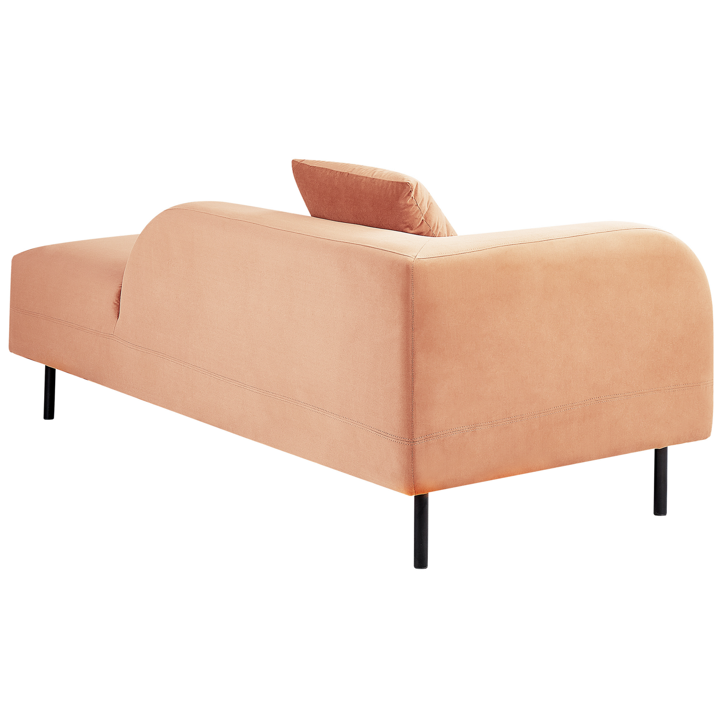 Chaiselongue Samtstoff pfirsichrosa linksseitig LE CRAU