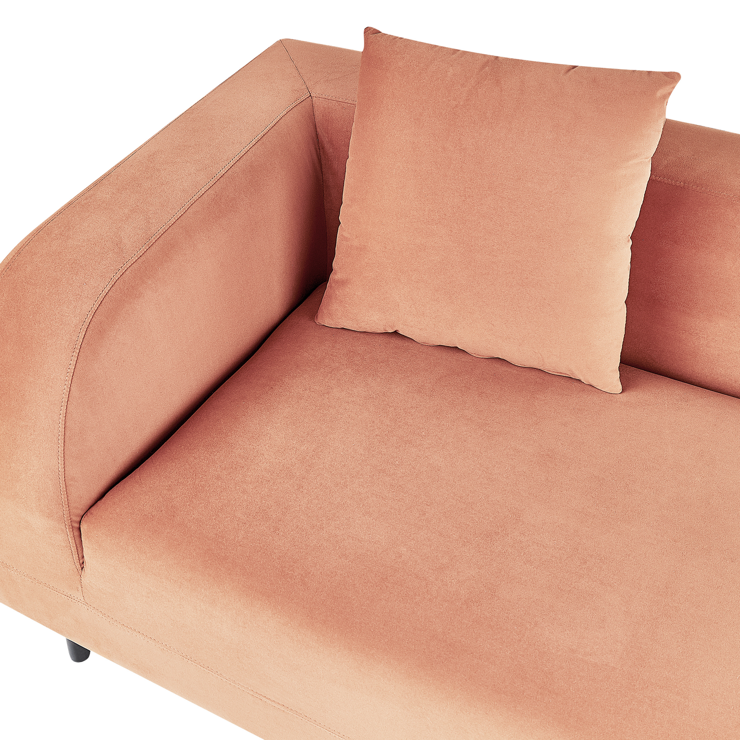 Chaiselongue Samtstoff pfirsichrosa linksseitig LE CRAU