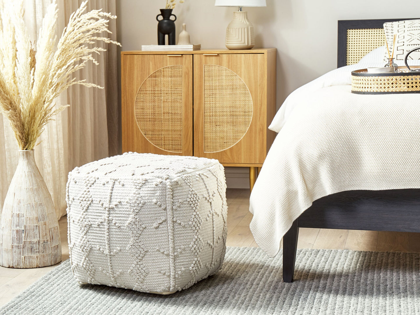 Pouf Baumwolle weiss 40 x 40 cm WARANGAL