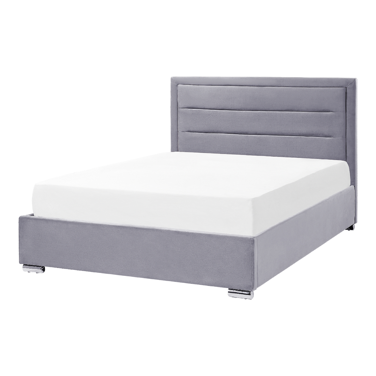 Bett mit Stauraum Samtstoff ROUEN 140 x 200 cm Dunkelgrau