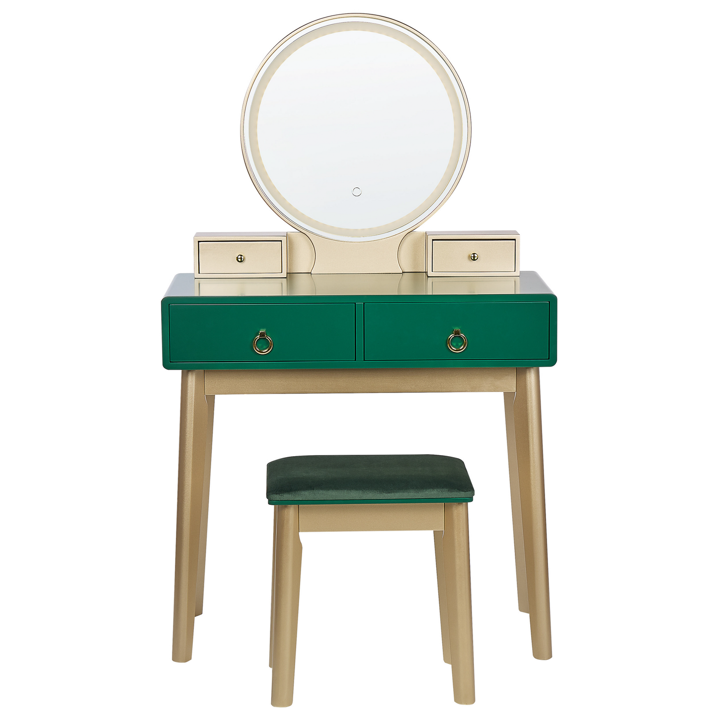 Schminktisch mit Spiegel und Hocker FEDRY LED Smaragdgrün