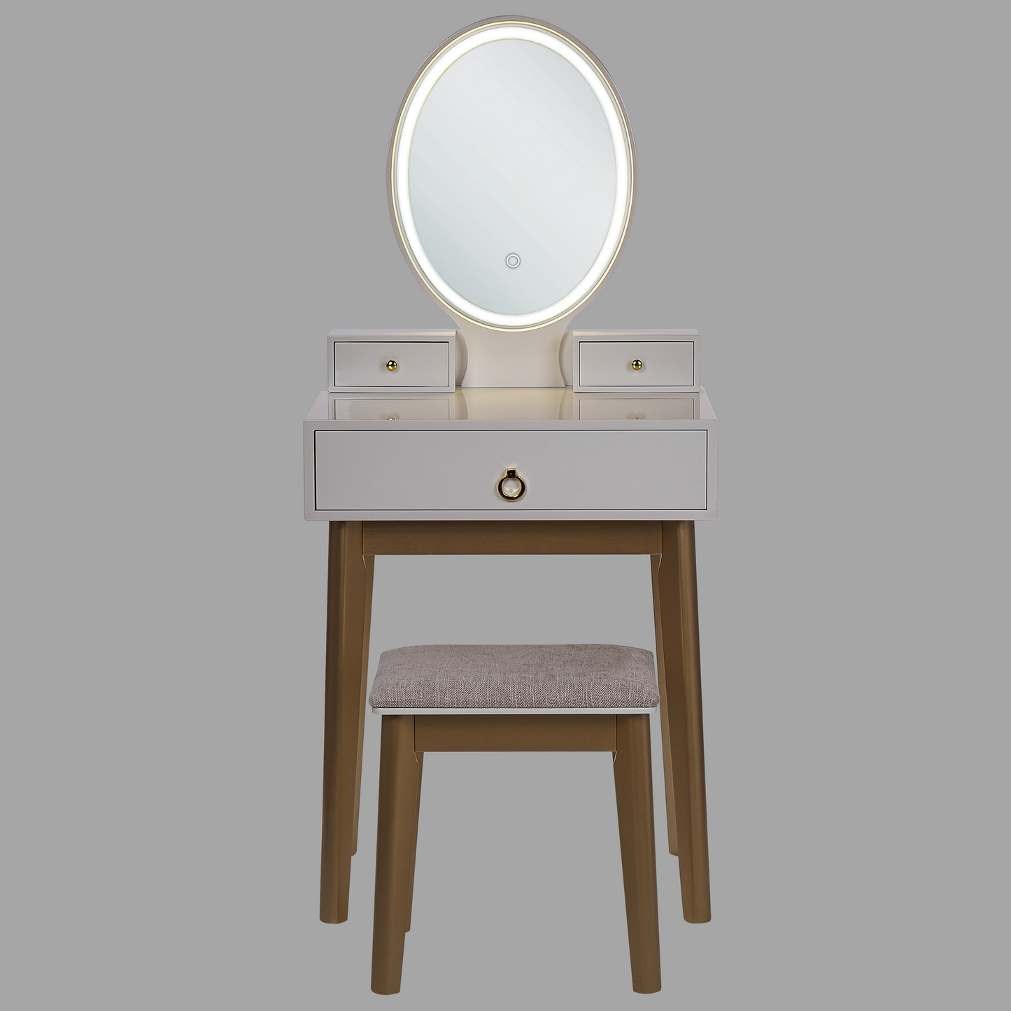 Schminktisch mit Spiegel und Hocker ROSEY LED Weiss