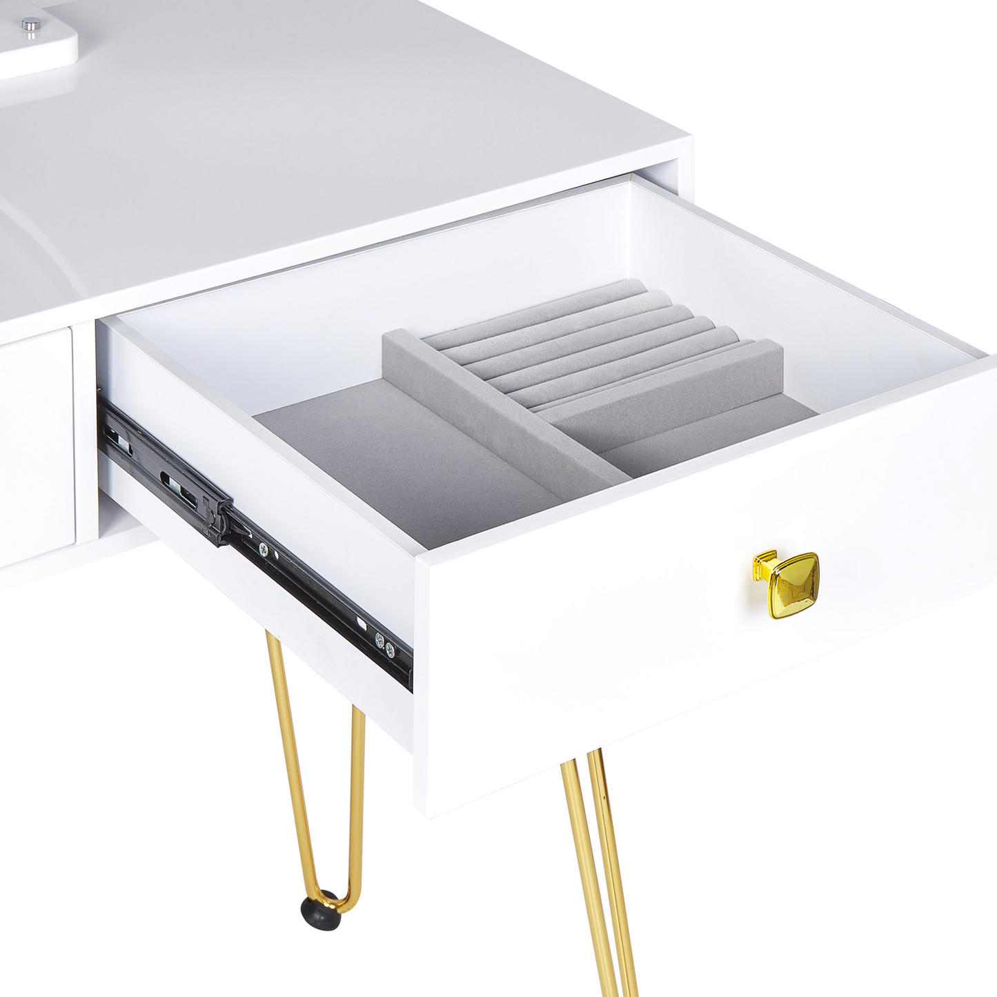 Schminktisch mit Spiegel und Hocker CAEN LED Weiss