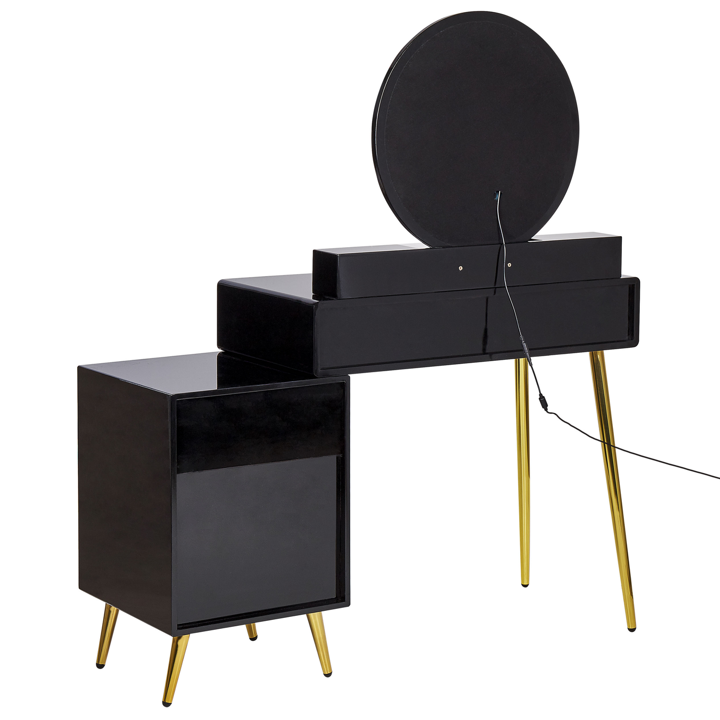 Schminktisch mit Spiegel und Hocker YVES LED Schwarz