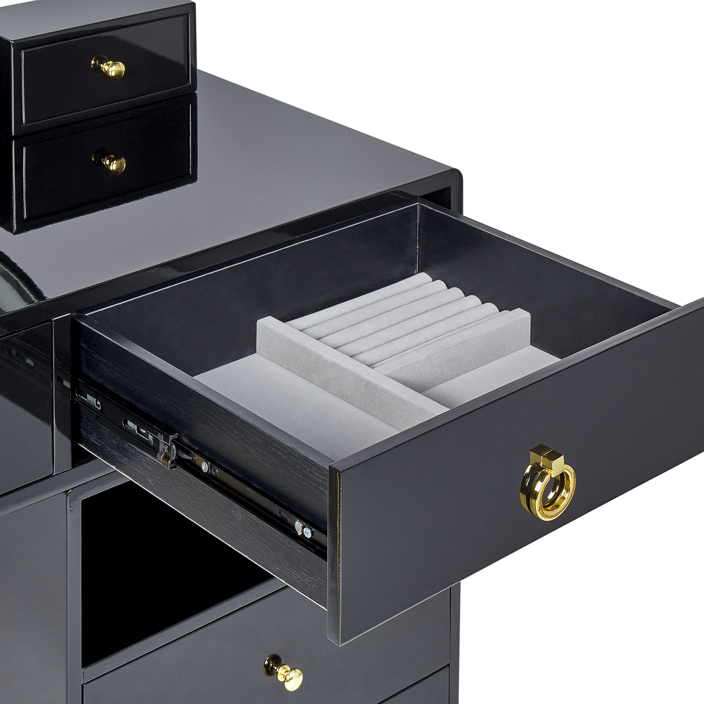 Schminktisch mit Spiegel und Hocker YVES LED Schwarz