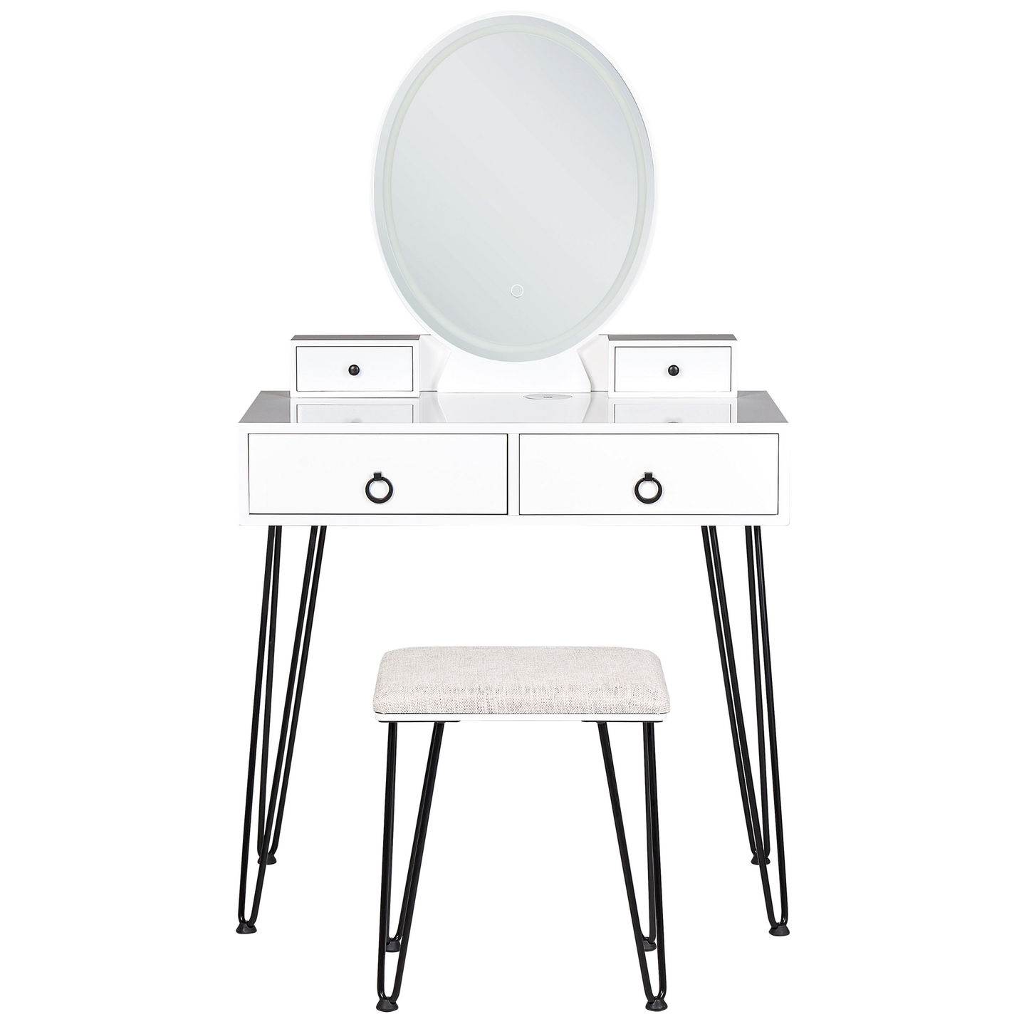 Schminktisch mit Spiegel und Hocker SOYE LED Weiss