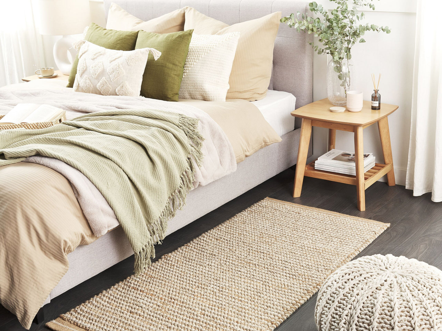 Teppich Wolle beige 80 x 150 cm Kurzflor BANOO