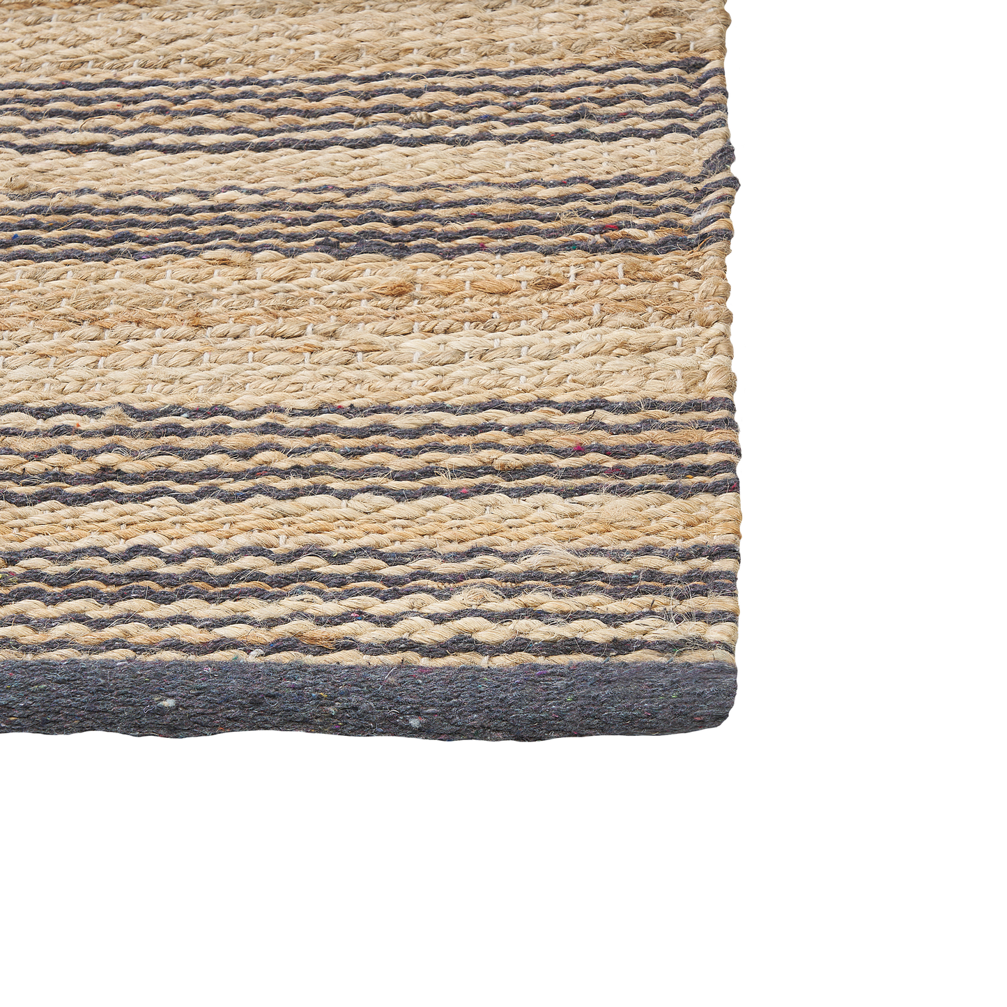 Teppich Jute beige / grau 80 x 300 cm Streifenmuster Kurzflor zweiseitig BUDHO
