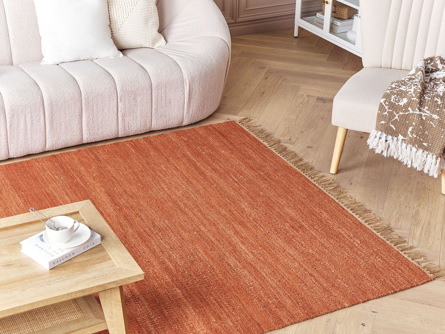 Teppich Jute rot 160 x 230 cm Kurzflor zweiseitig LUNIA