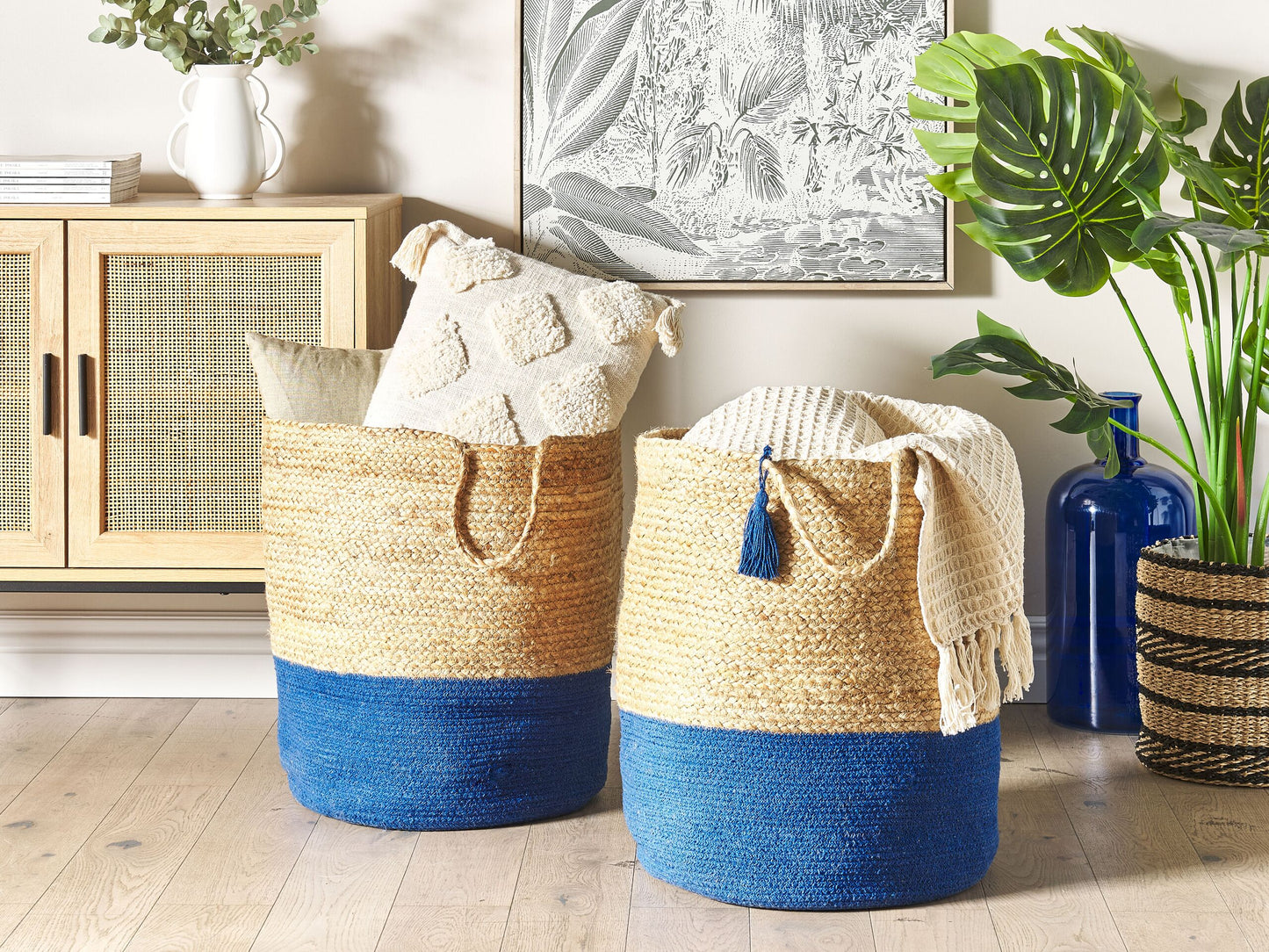 Aufbewahrungskorb Jute marineblau / beige 2er Set GAJAR